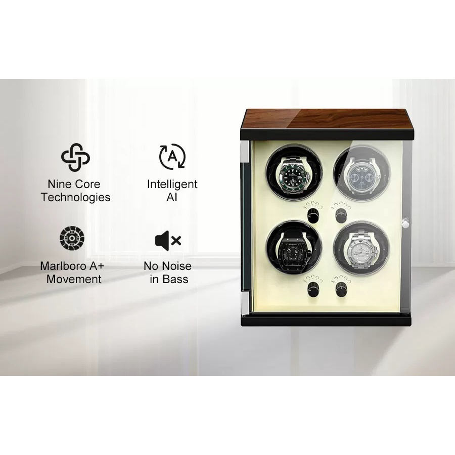 Luxury 2+0 4+0 6+0 Automatic Luxury Watch Winders Rotator with AC Power LED Storage Box-Smart-Living