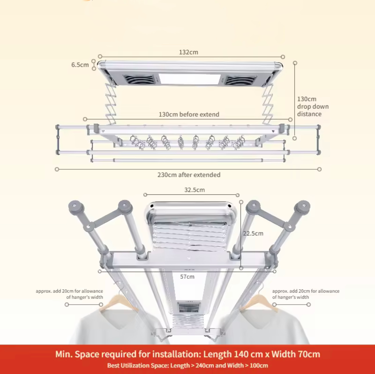YU HOME Automated Laundry Rack System, Smart Laundry Rack (Model: ACE) *FREE INSTALLATION AND LIFETIME WARRANTY*-Smart-Living