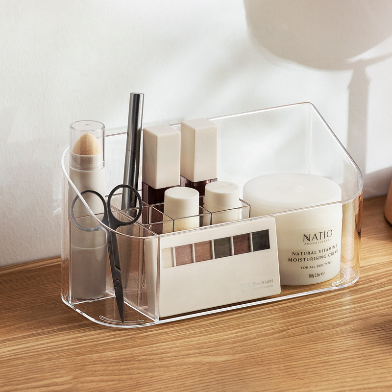 Smart-living transparent compartment cosmetic makeup desk shelf storage box/desk organizer -A0395 -4th** -NC-Smart-Living