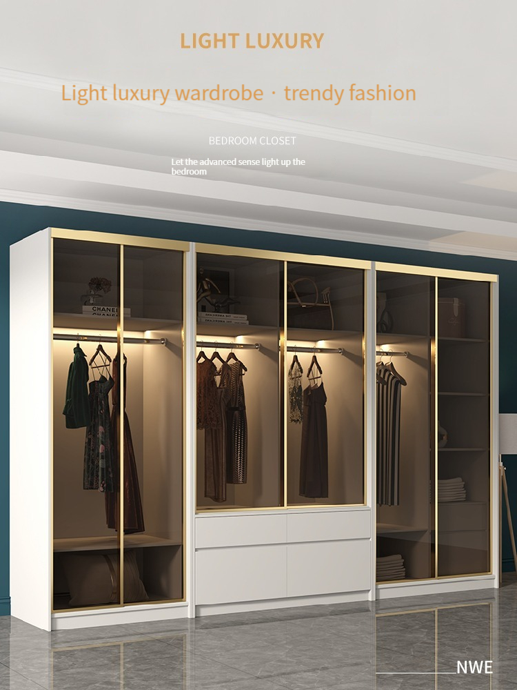 [Pre-order]  Nordic sliding door wardrobe with modern minimalist design for bedroom-Smart-Living