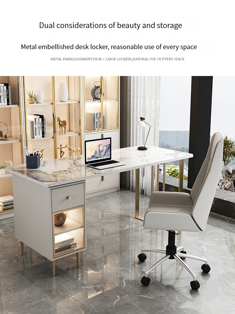 [Pre-order] Light Luxury Rock Board Desk, Post-modern, Simple, Small-sized Computer Desk and Chair Set, Office Desk, Home Study Writing Desk.-Smart-Living