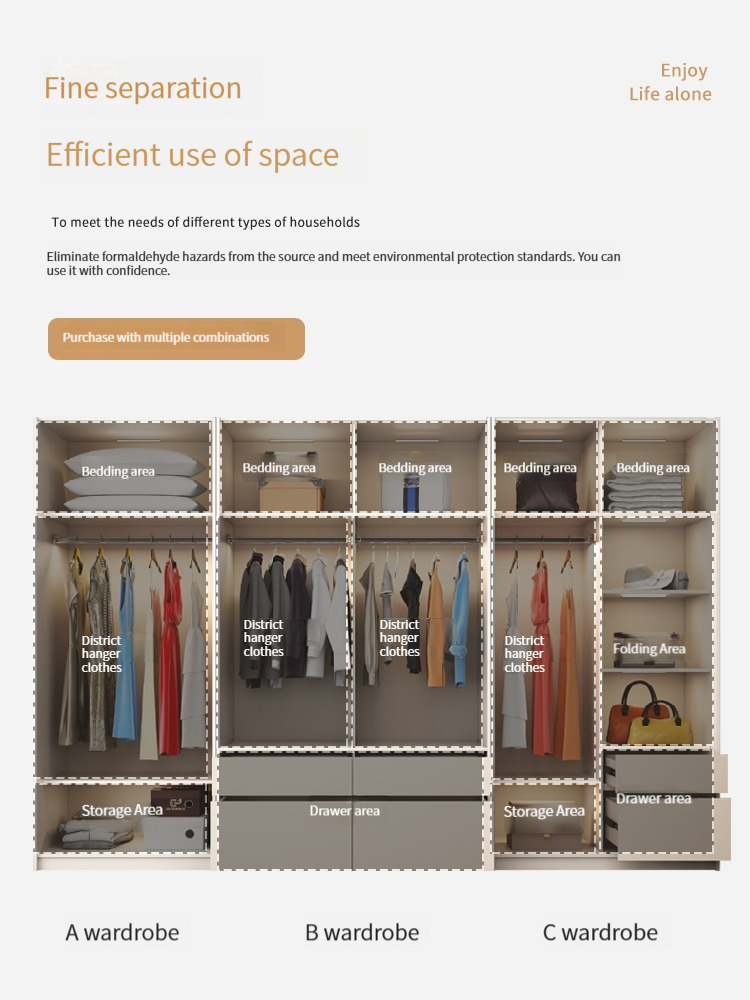 [Pre-order]  Nordic sliding door wardrobe with modern minimalist design for bedroom-Smart-Living