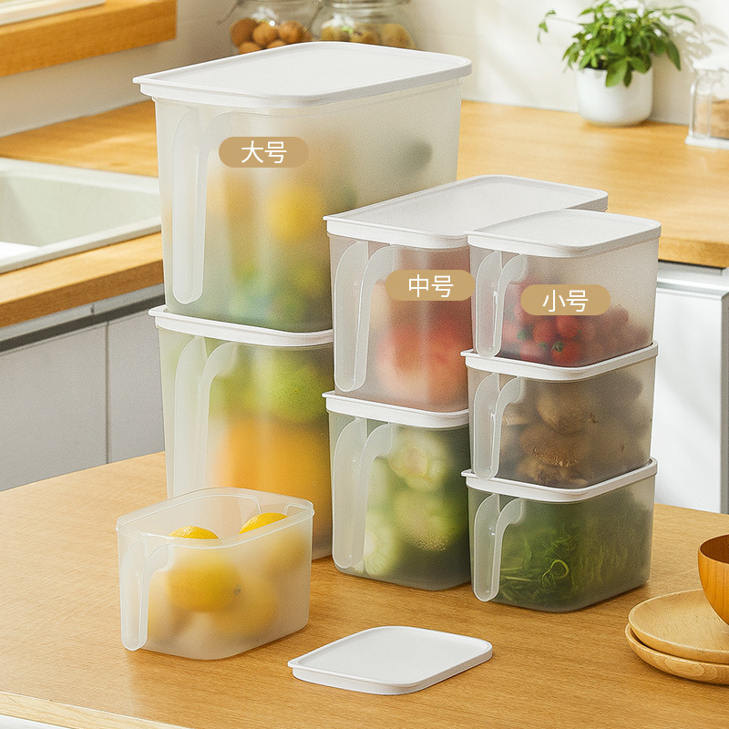 Smart-living transparent refrigerator freezer food kitchen storage box organizer with cover handle -A0399 -NC-Smart-Living