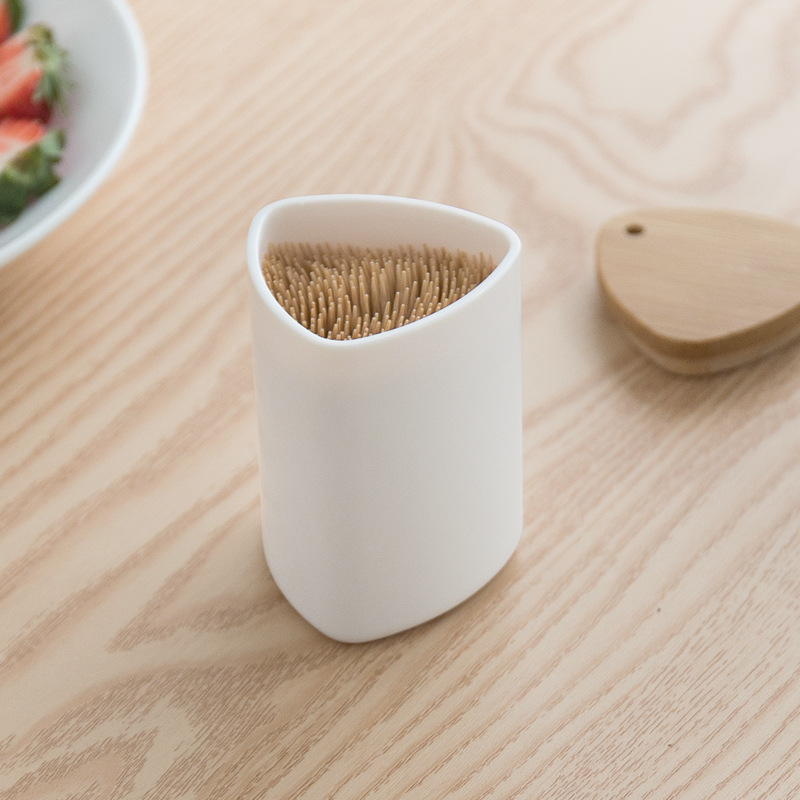 Smart-living Simple home household kitchen wooden lid toothpick jar holder -A0308 -NC-Smart-Living