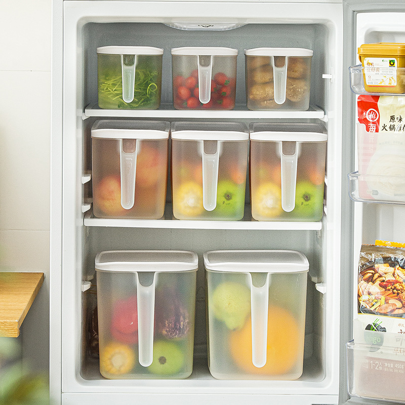 Smart-living transparent refrigerator freezer food kitchen storage box organizer with cover handle -A0399 -NC-Smart-Living