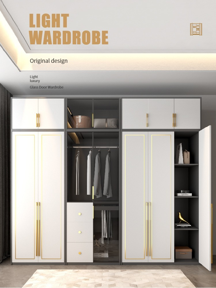Light Luxury Wardrobe, Simple and Modern, Small Household Economic Bedroom Assembly, Storage Cabinet with Two or Three Doors, Customizable Wardrobe.-Smart-Living