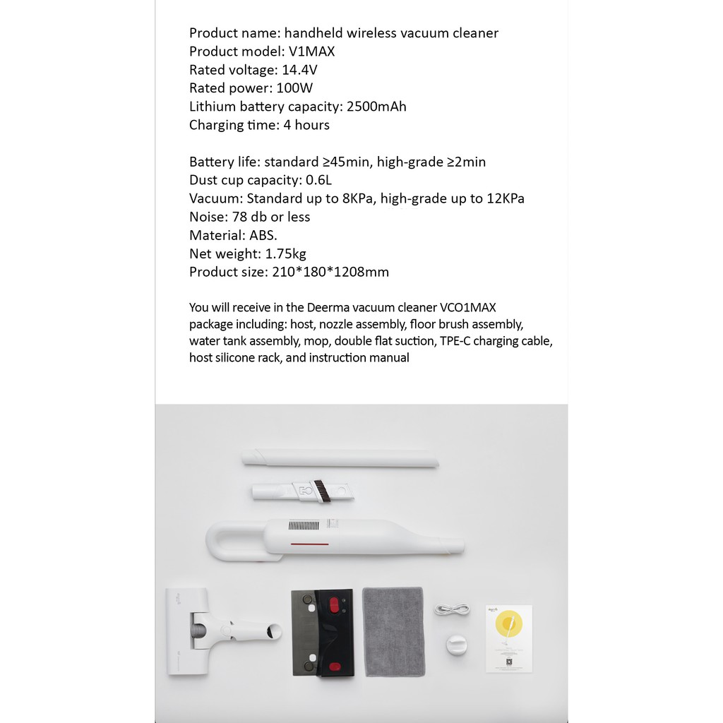 Deerma VC01/VC01 Max Lightweight Cordless Stick Handheld Vacuum Cleaner 8500Pa /1200Pa Powerful Suction 100W-Smart-Living