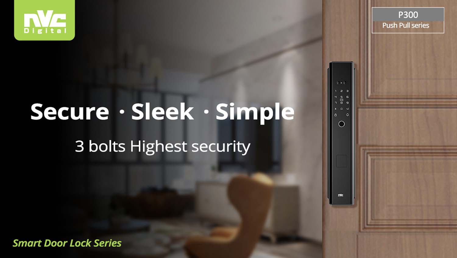 NVC International Digital P300 Smart facial recognition digital door lock/Smart Home/Power by Tuya/Smart Life & Tuya & Addin Smart Home App/ face recognition Function/ SG Local Seller/ Local Warranty -2nd-Smart-Living