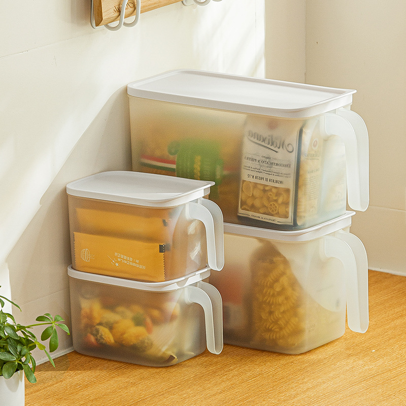 Smart-living transparent refrigerator freezer food kitchen storage box organizer with cover handle -A0399 -NC-Smart-Living