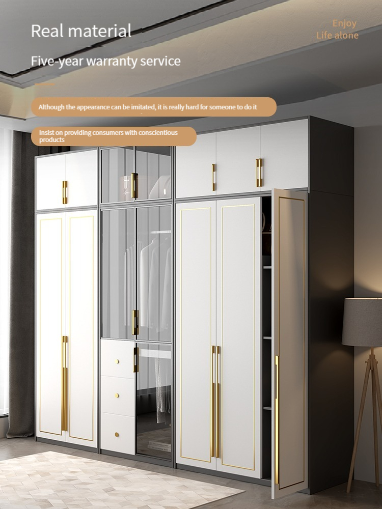 [Pre-order] Black and White 2/3 Doors Wardrobe Combination with Top Cabinet and Glass Display Door in Affordable Luxury-Smart-Living