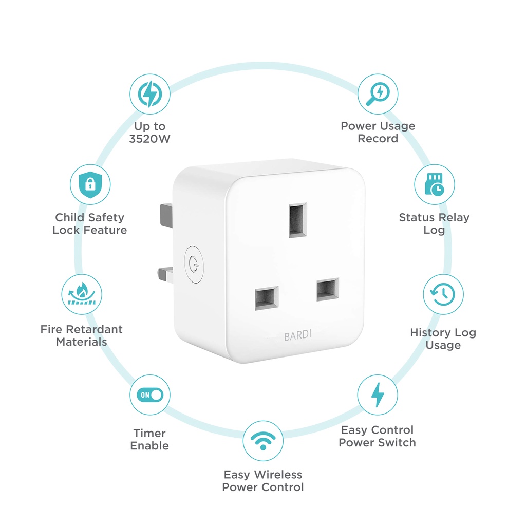 BARDI Smart PLUG WiFi Wireless Plug - IoT Smart Home -BARD -3rd*-Smart-Living