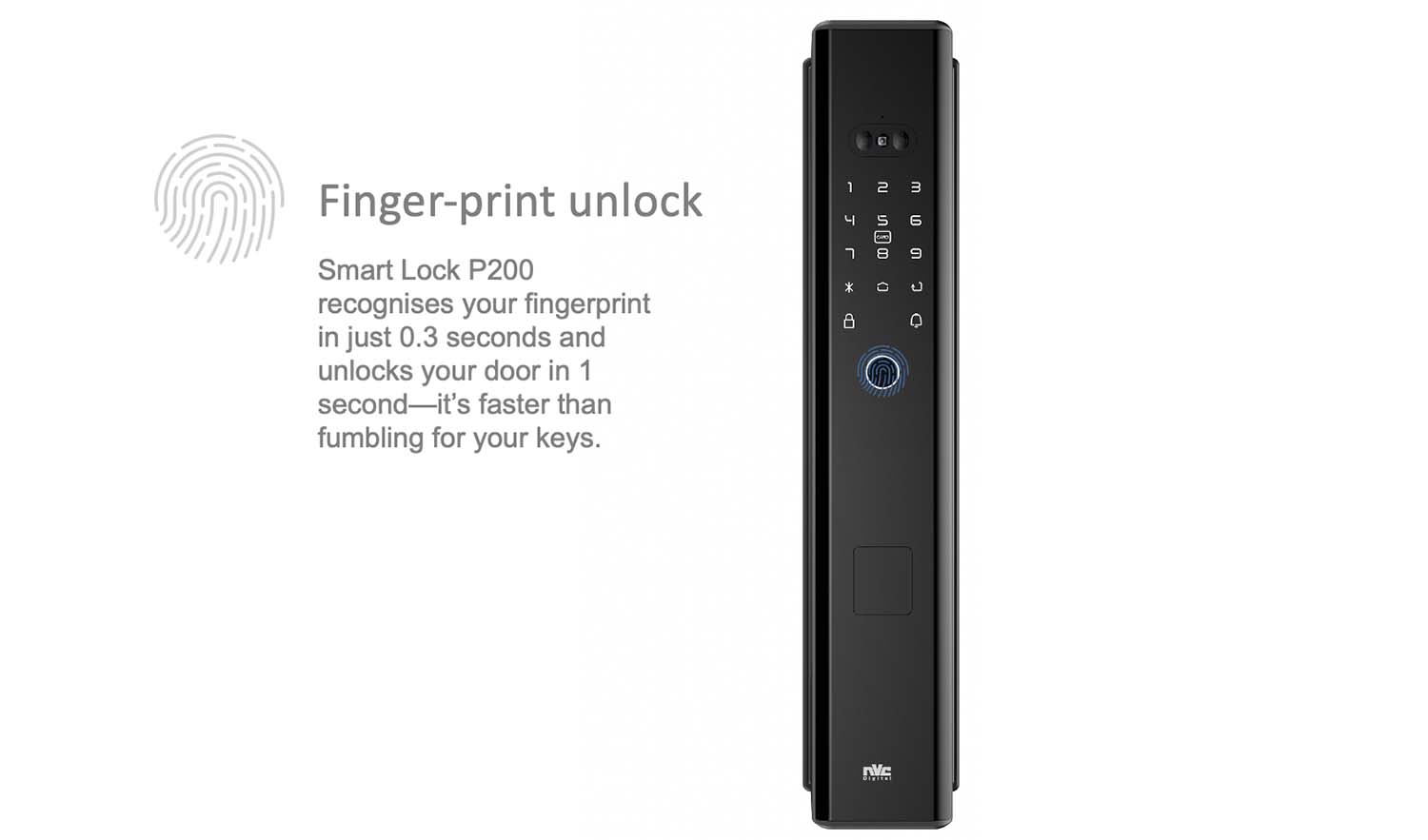 NVC International Digital P300 Smart facial recognition digital door lock/Smart Home/Power by Tuya/Smart Life & Tuya & Addin Smart Home App/ face recognition Function/ SG Local Seller/ Local Warranty -2nd-Smart-Living