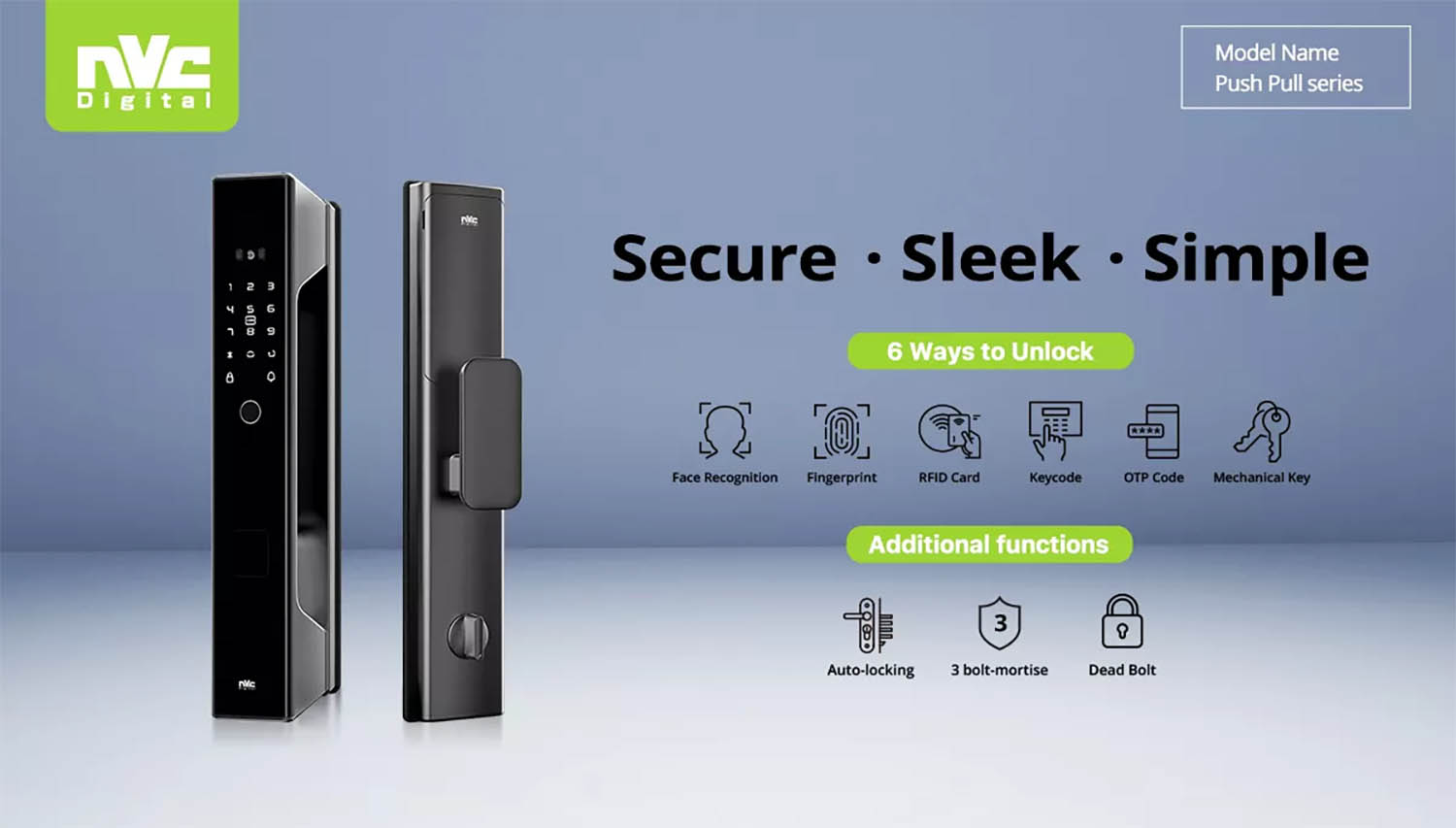 NVC International Digital P300 Smart facial recognition digital door lock/Smart Home/Power by Tuya/Smart Life & Tuya & Addin Smart Home App/ face recognition Function/ SG Local Seller/ Local Warranty -2nd-Smart-Living