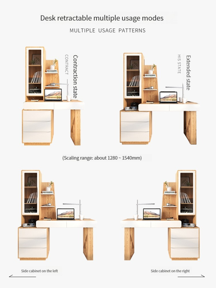 [Pre-order]  Nordic minimalist modern computer desk bedroom study desk student home desk bookshelf bookshelf integrated combination-Smart-Living