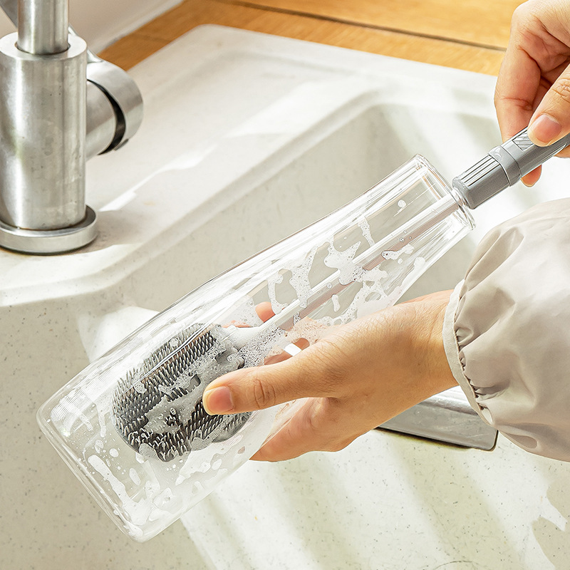 Nachuan kitchen washing cup brush bottle brush home free retractable handle cleaning god insulation bottle kettle brush milk bottle brush-Smart-Living