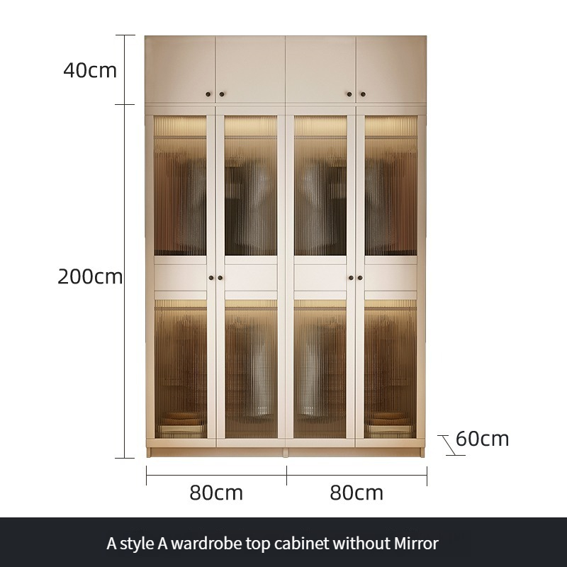 [Pre-order] Cream Wardrobe with Glass Door in Light Luxury French Style - Combinations with Top Cabinet -Smart-Living