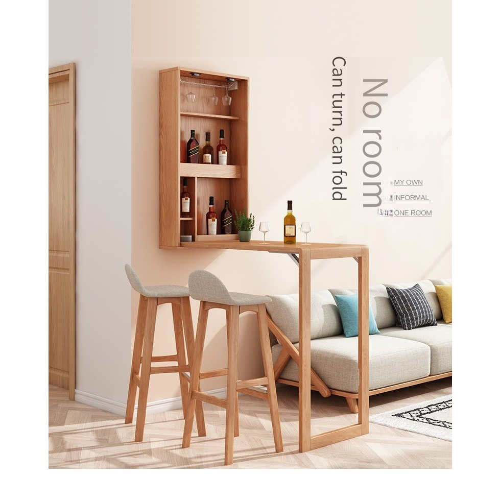 Warners Nordic solid wood foot bar table simple modern folding bar advanced partition wine cabinet small apartment home-Smart-Living