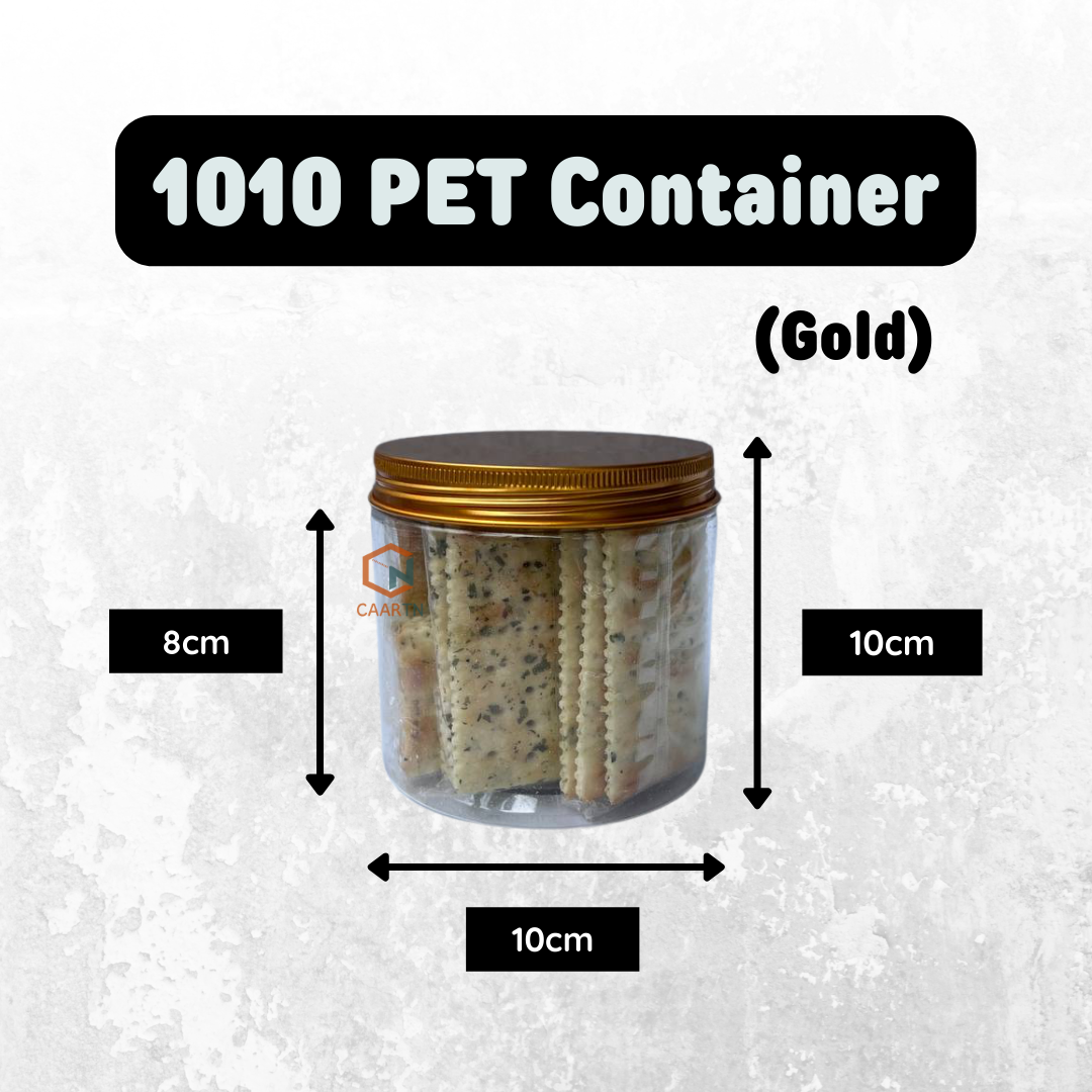 Gold PET Plastic Container - 3 sizes