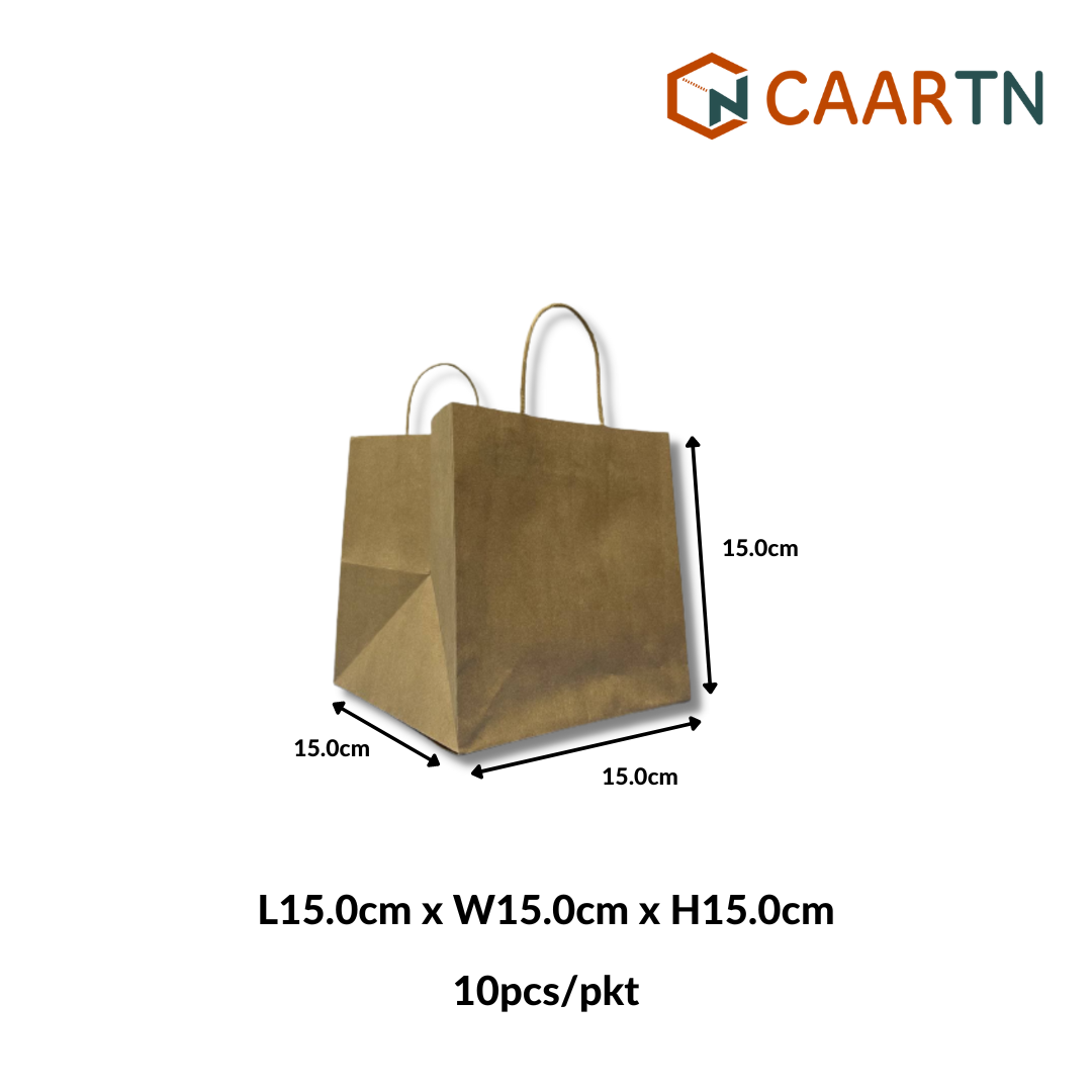 130GSM Kraft Paper Bag 15cm Square - 10 pcs/pkt