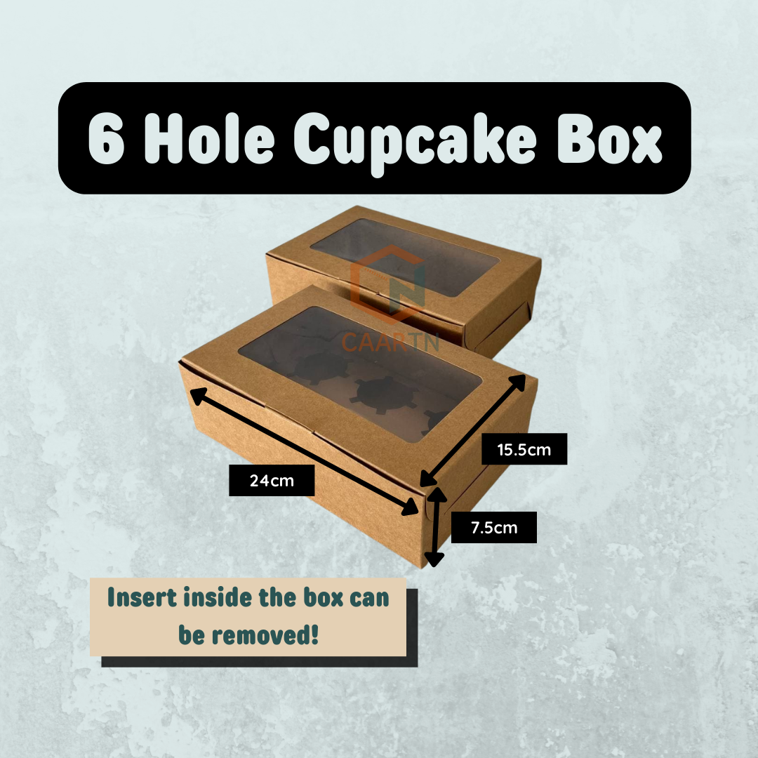 6 Hole Cupcake Box - 10pcs/pkt-CAARTN