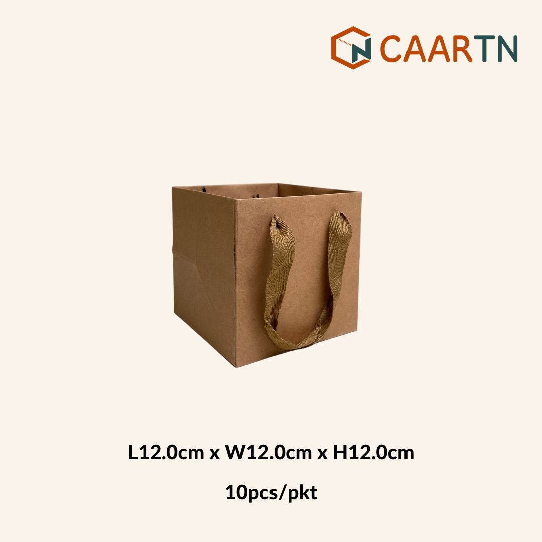 Kraft Paper Bag 12cm Square - 10 pcs/pkt-CAARTN
