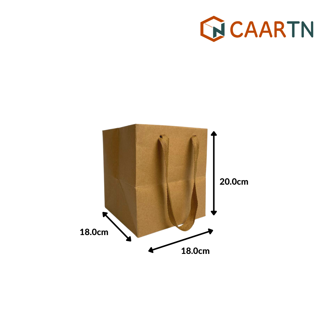 Kraft Paper Bag 18cm Square - 10 pcs/pkt-CAARTN