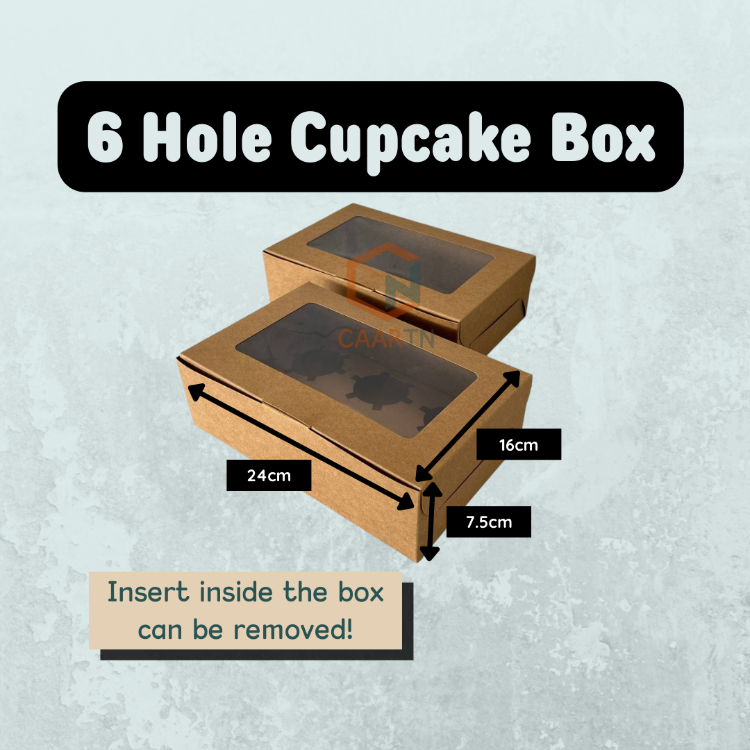 6 Hole Cupcake Box - 10pcs/pkt-CAARTN