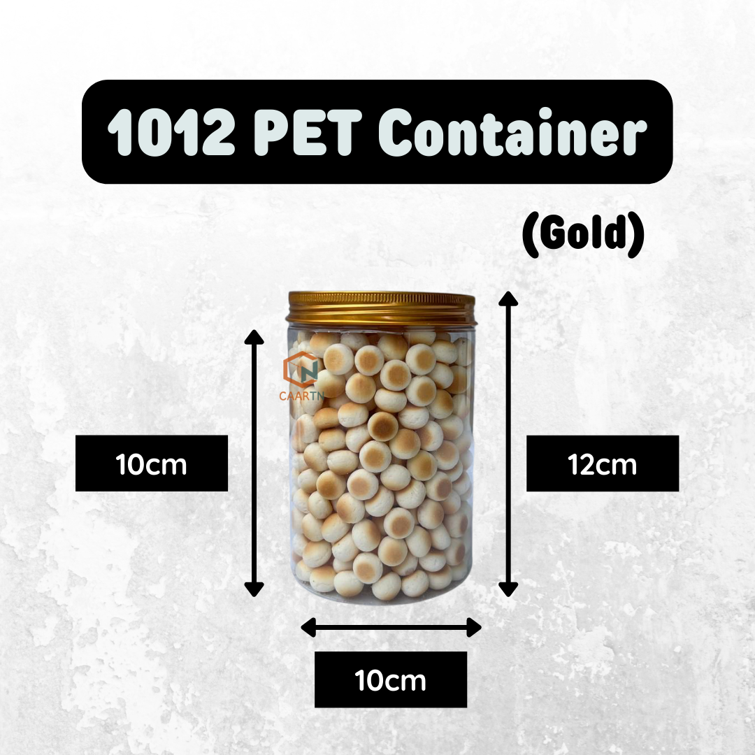 Gold PET Plastic Container - 3 sizes-CAARTN