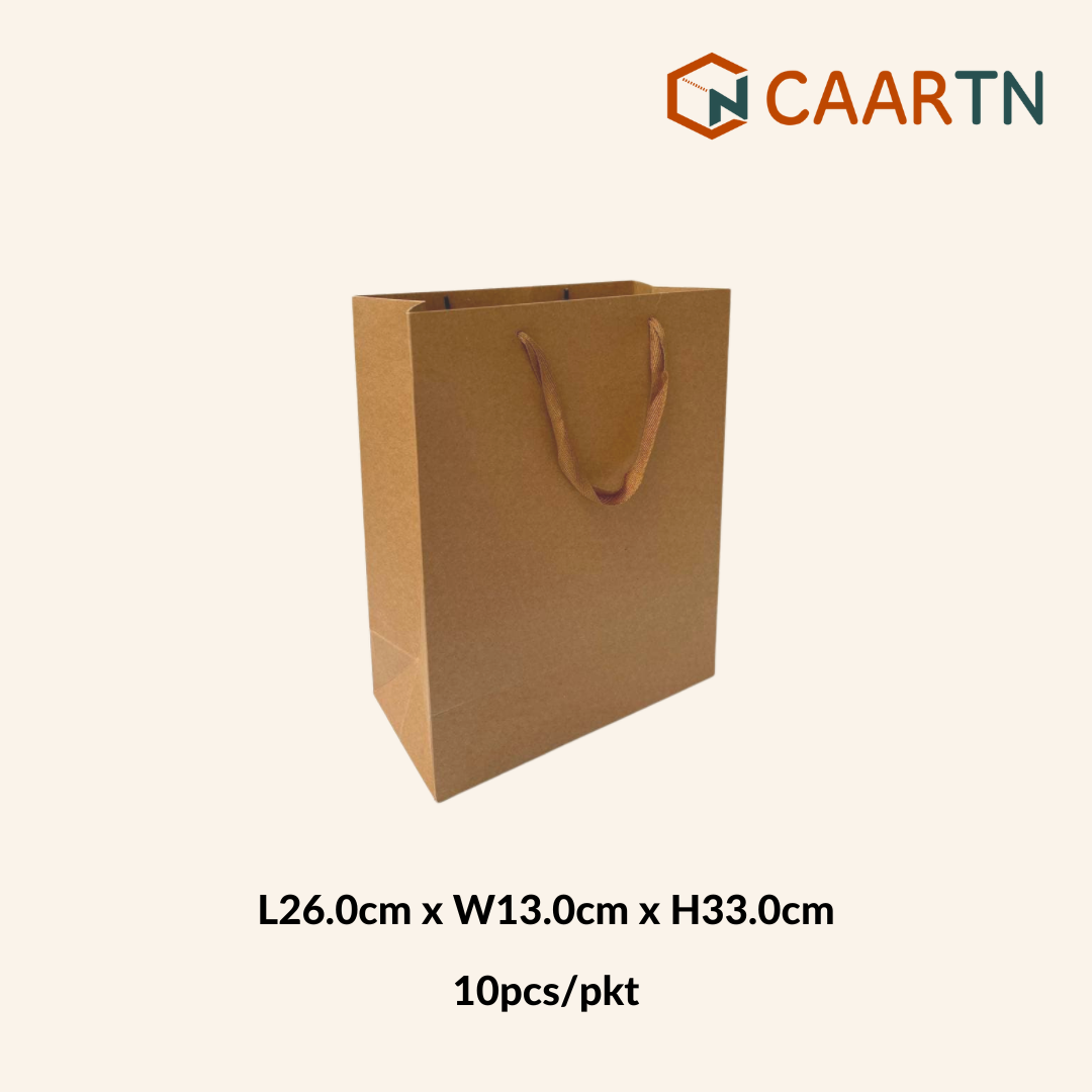 Kraft Rectangle Paper Bag Rec (M) - 10pcs/pkt-CAARTN