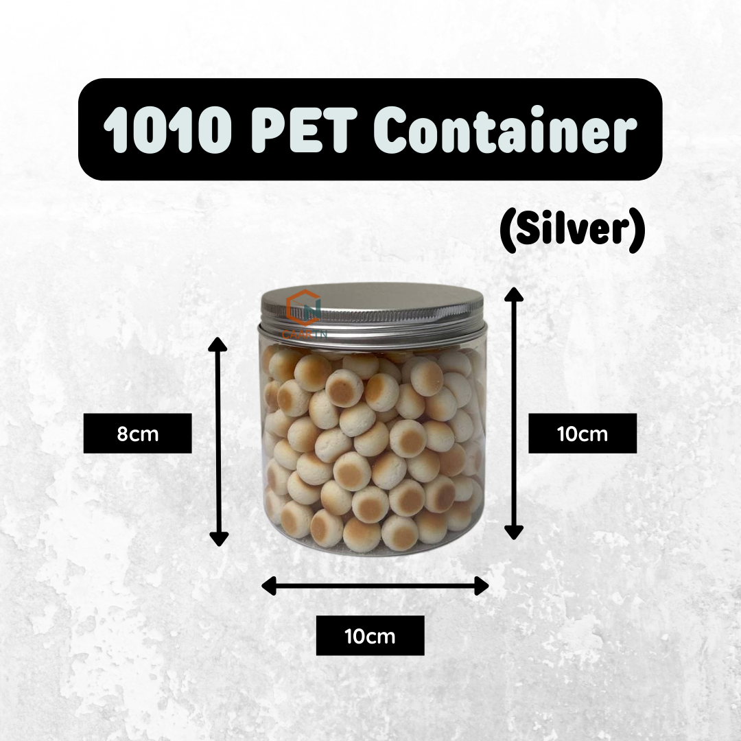 Silver PET Plastic Container - 3 sizes-CAARTN