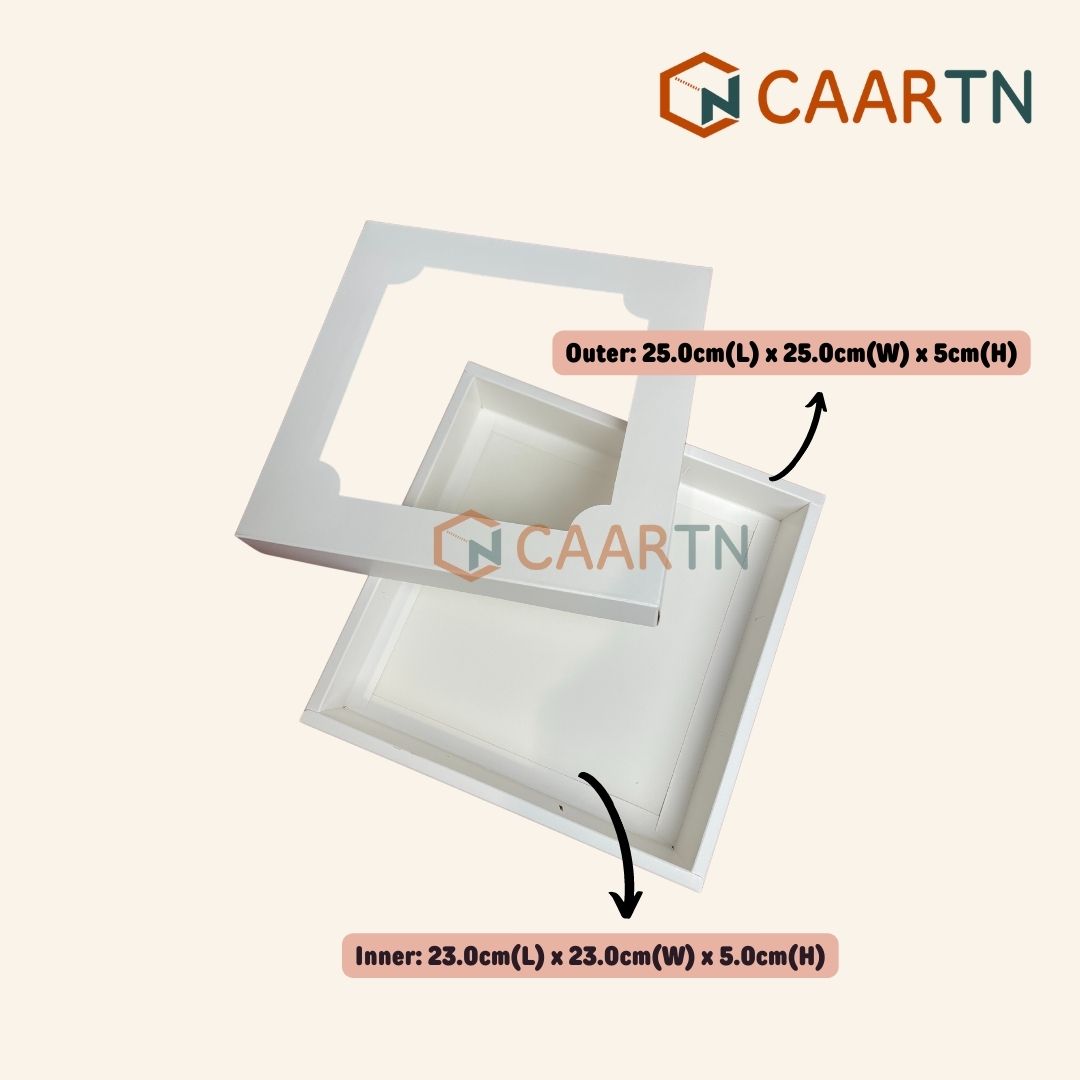 Ivory White Gift Box (L25.0cm x W25.0cm x H5.0cm)- 10pcs/pkt-CAARTN