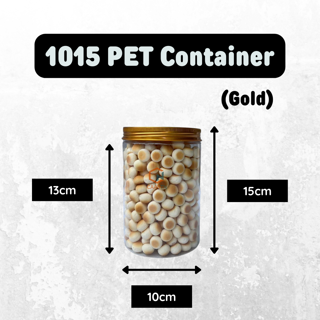 Gold PET Plastic Container - 3 sizes-CAARTN