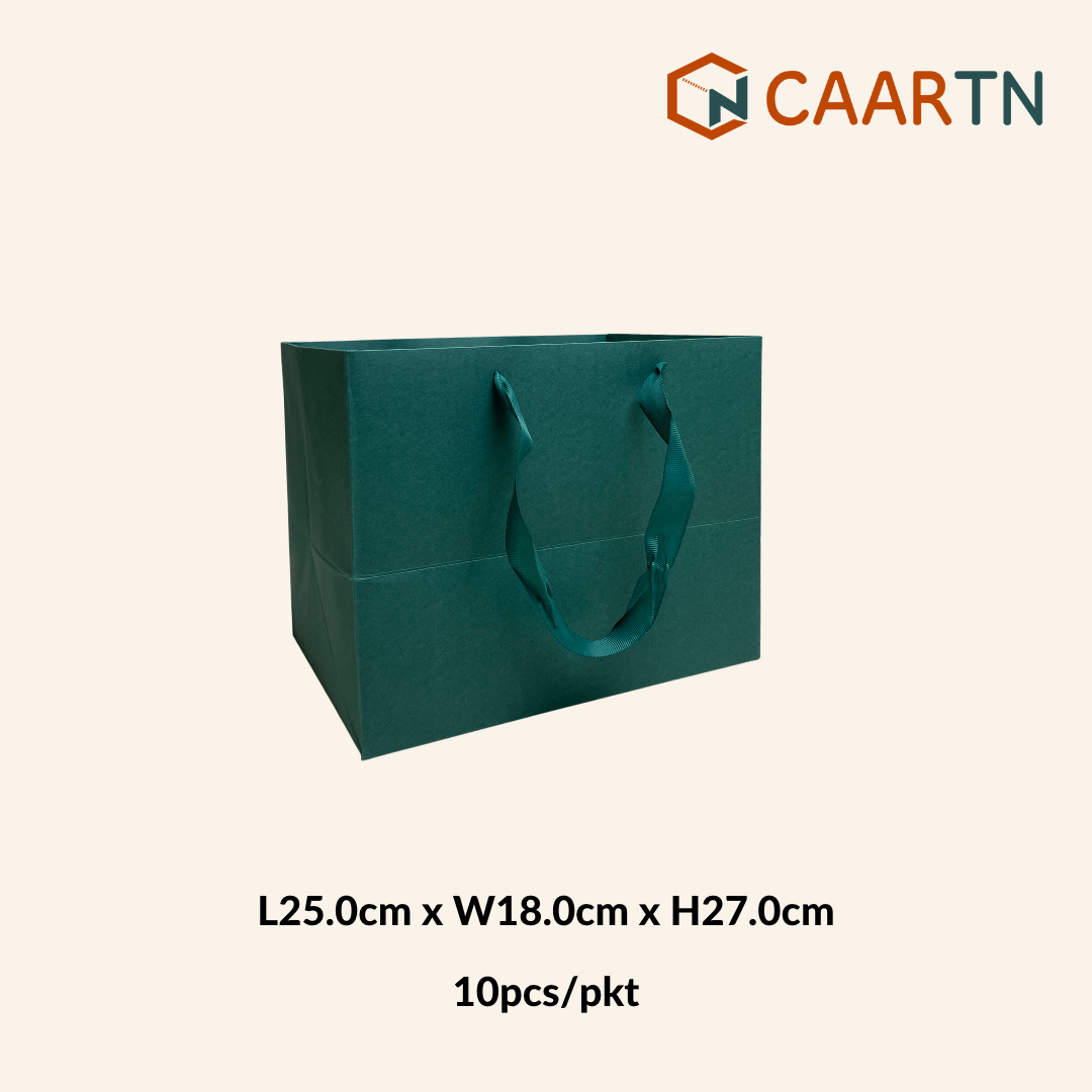 Kraft Rectangle Paper Bag (L) (Green) - 10pcs/pkt