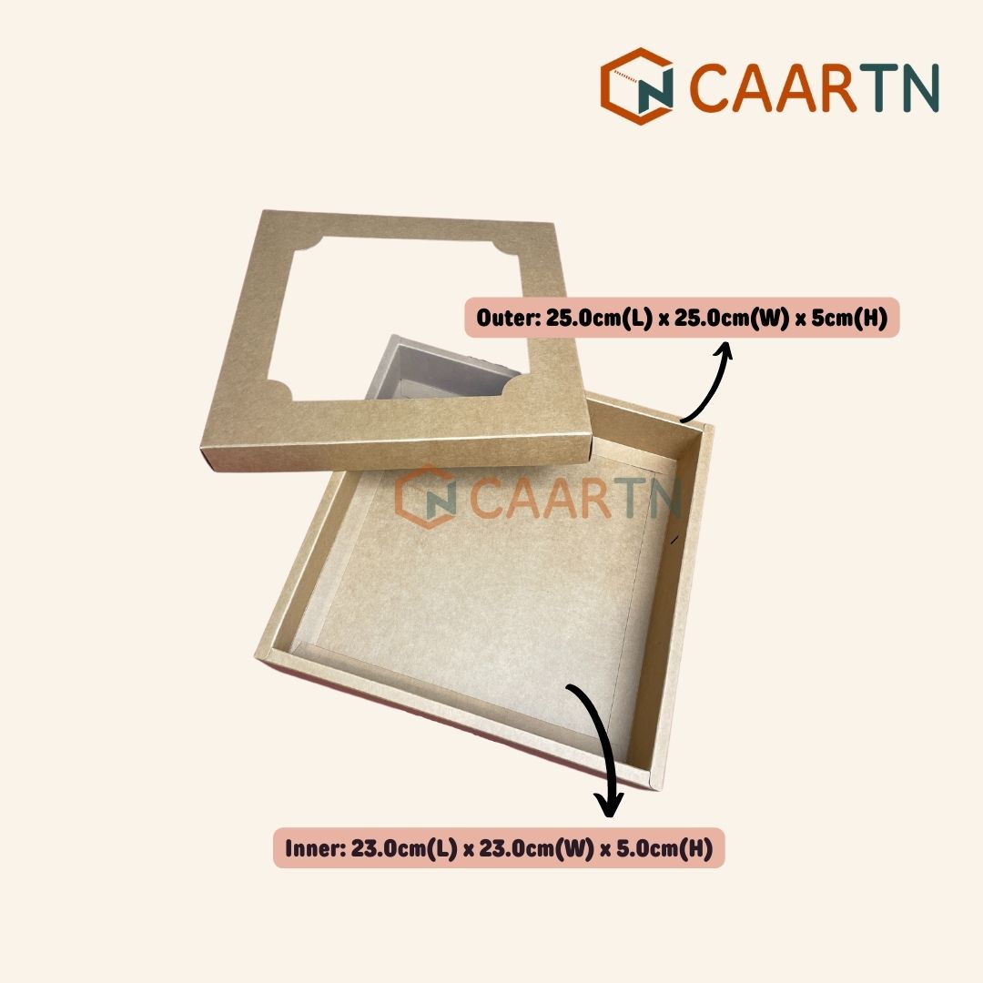 Kraft Brown Gift Box (L25.0cm x W25.0cm x H5.0cm)- 10pcs/pkt-CAARTN