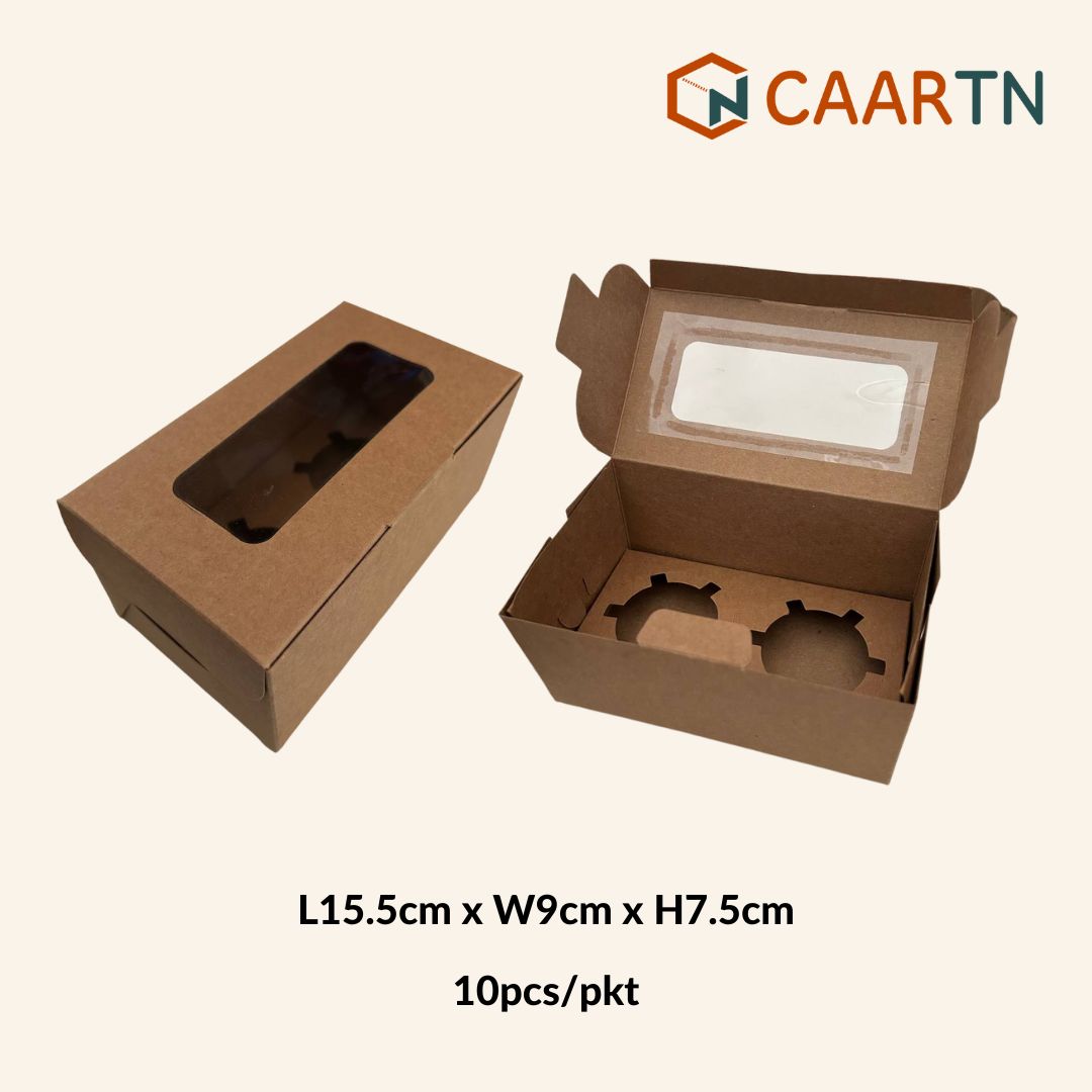2 Hole Cupcake Box - 10pcs/pkt-CAARTN