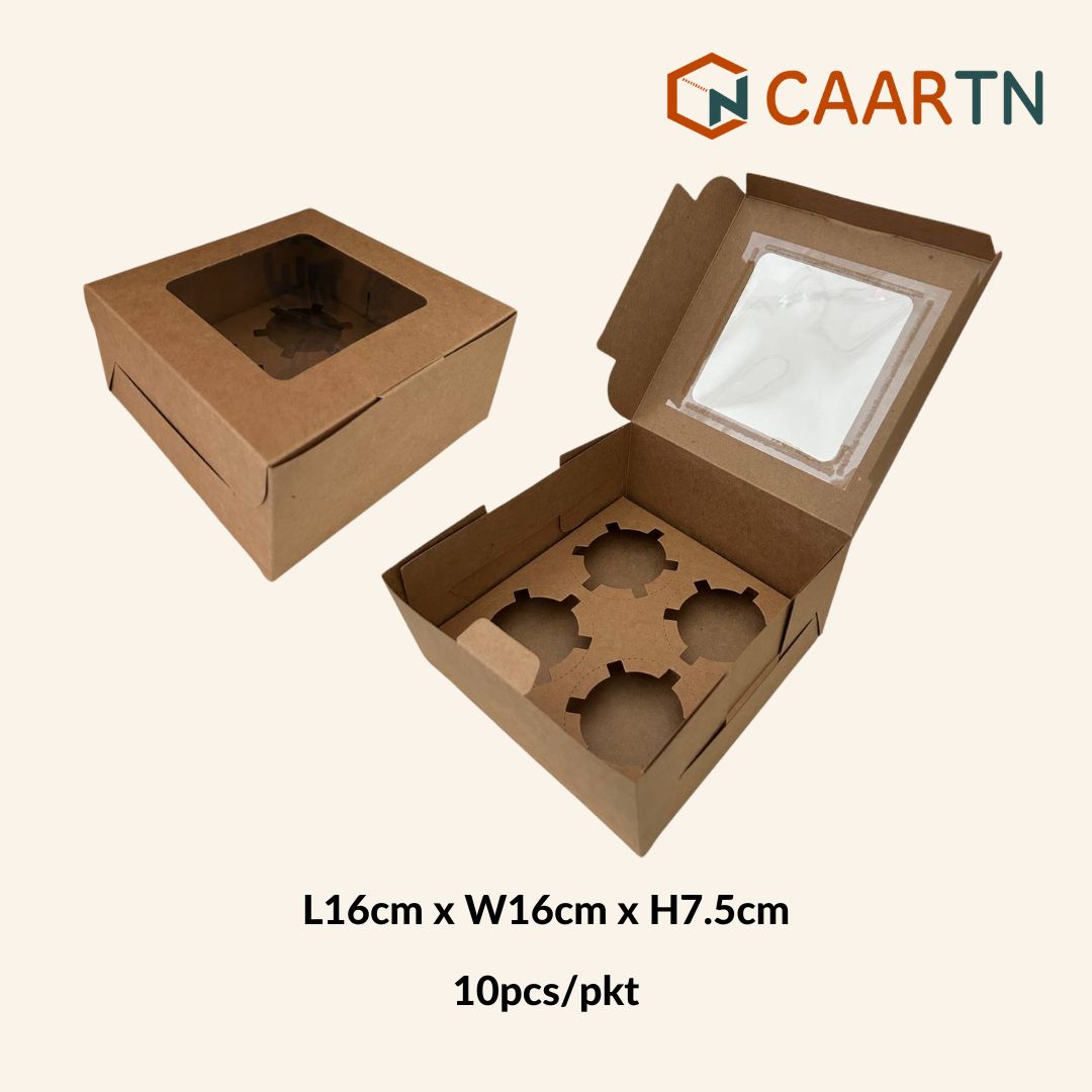 4 Hole Cupcake Box - 10pcs/pkt-CAARTN