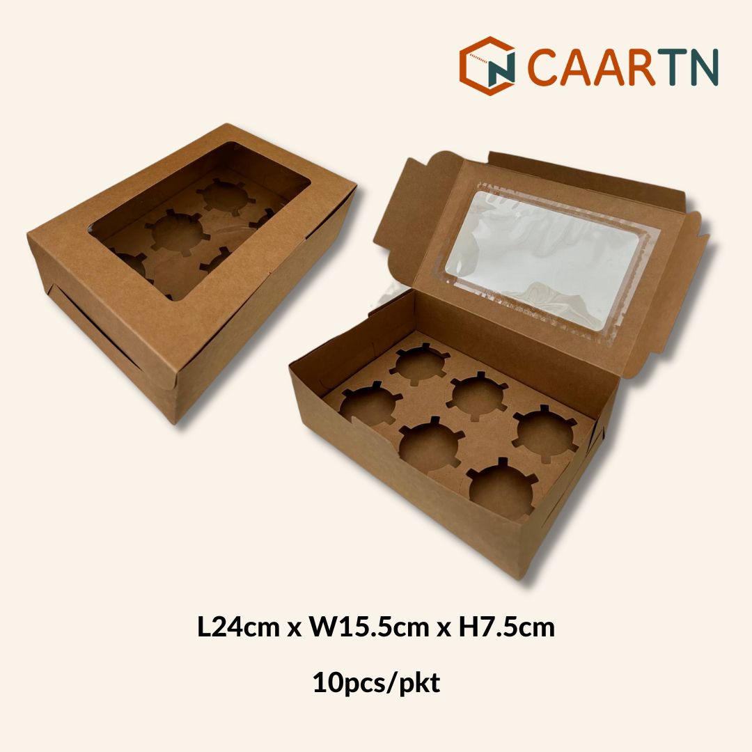 6 Hole Cupcake Box - 10pcs/pkt-CAARTN