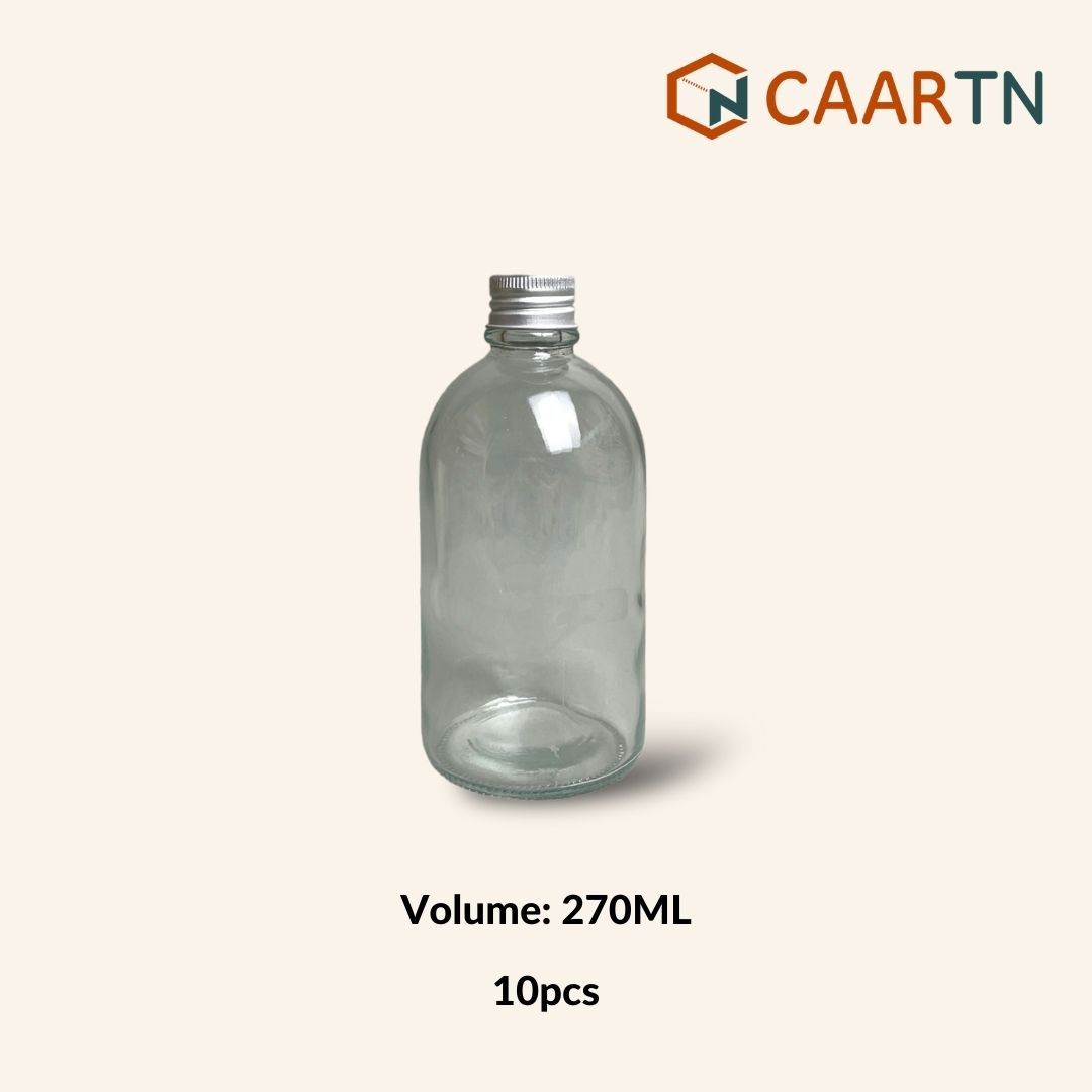 270ML Round Glass Bottle (Clear) - 10pcs/pack