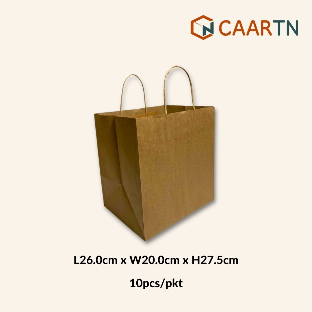 Kraft Paper Bag Take-away (M) - 10 pcs/pkt-CAARTN
