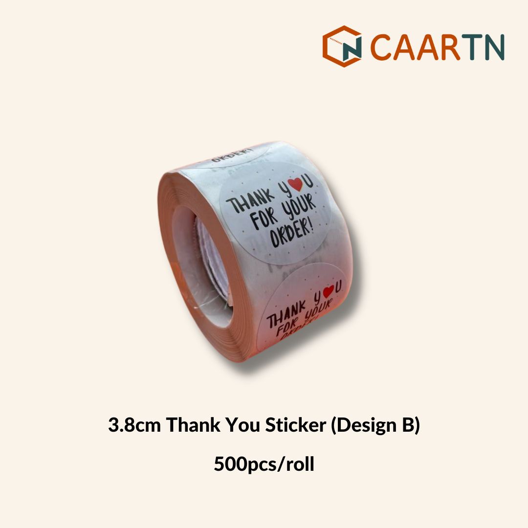 Thank You Design B Sticker Label - 500pcs/roll-CAARTN