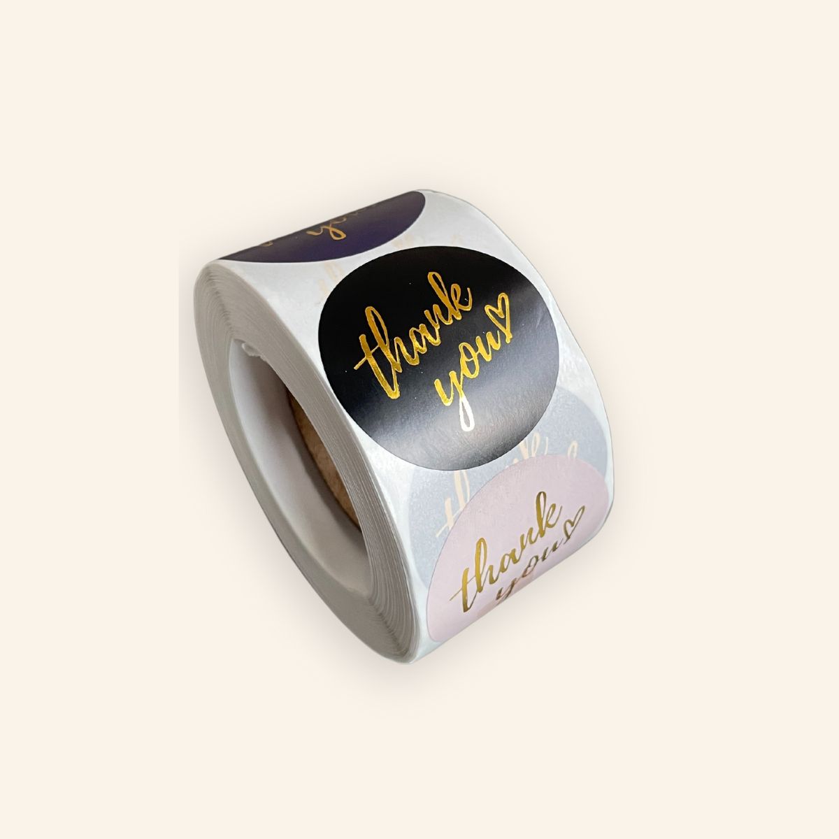 GOLD INK THANK YOU STICKER ROLL - 500PCS