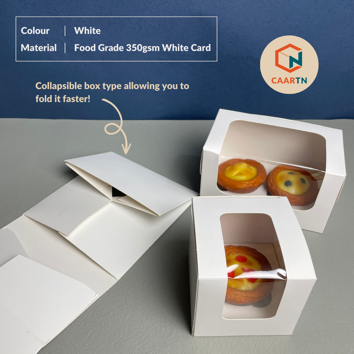 White Cupcake Box (2 Hole) - 10pcs