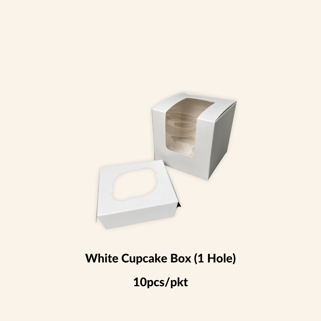 White Cupcake Box (1 Hole) - 10pcs