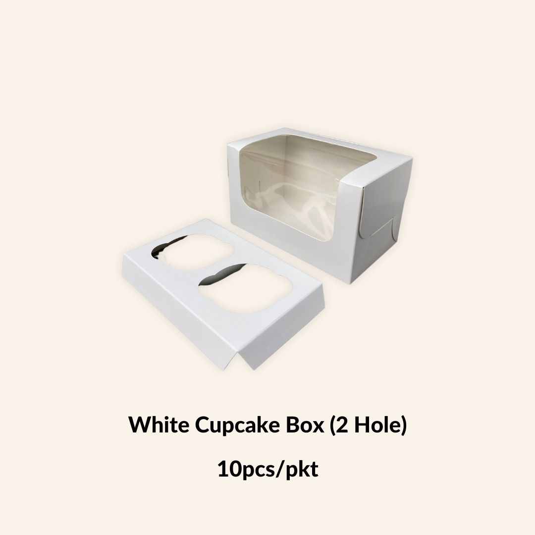 White Cupcake Box (2 Hole) - 10pcs