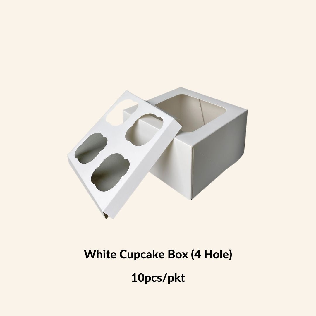 White Cupcake Box (4 Hole) - 10pcs