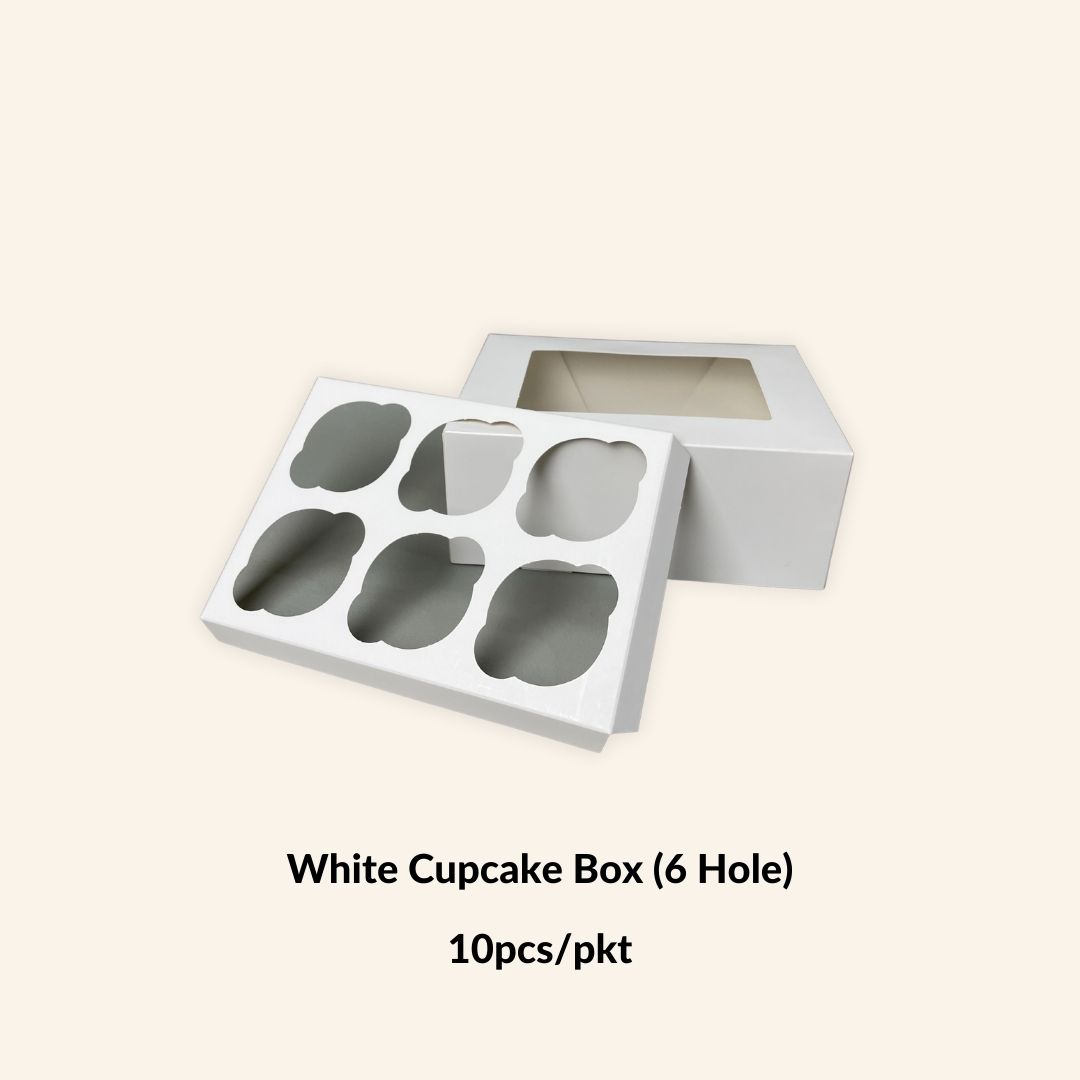 White Cupcake Box (6 Hole) - 10pcs