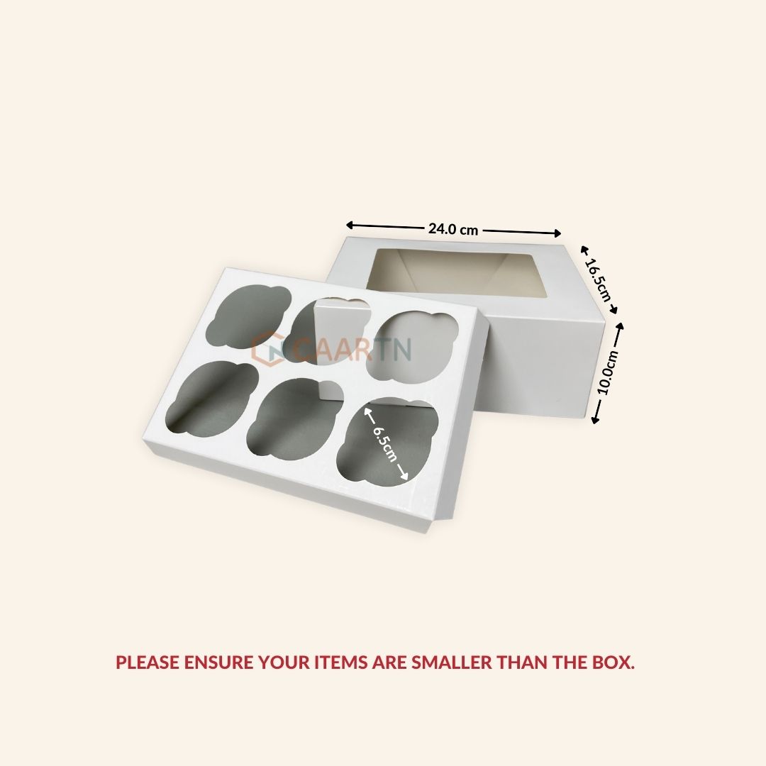 White Cupcake Box (6 Hole) - 10pcs