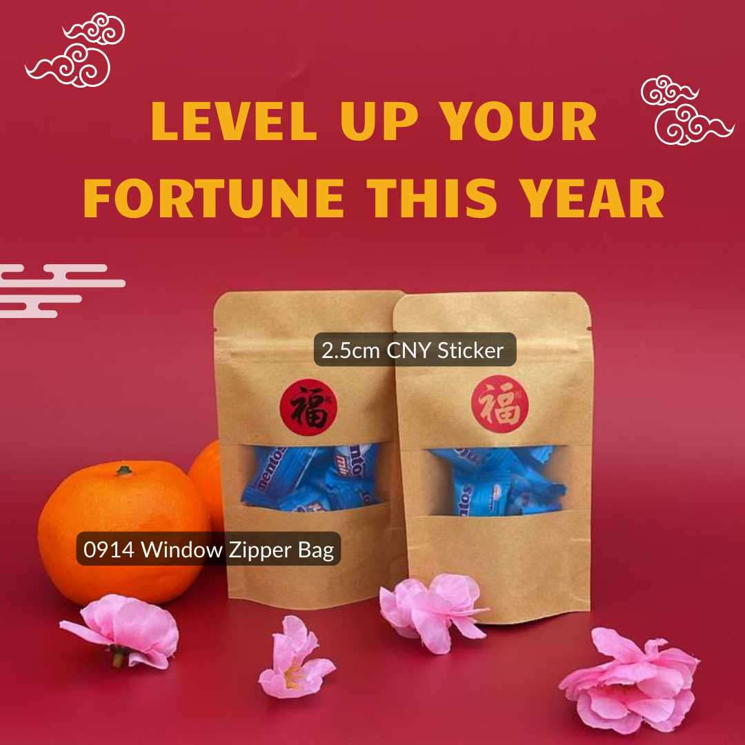 CNY Fortune Sticker Label (2.5cm) (2 Designs) - 500pcs/roll-CAARTN