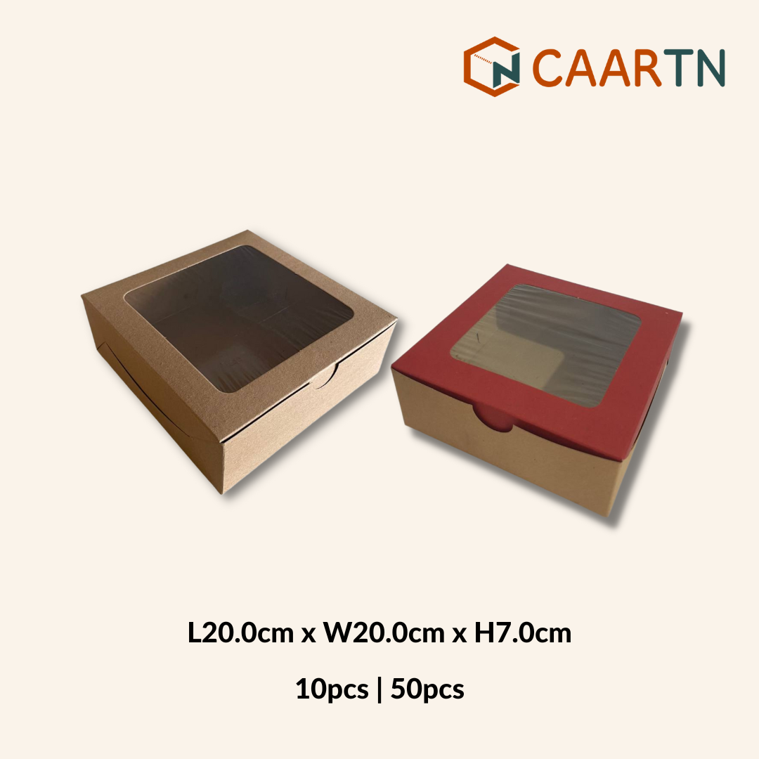 Food-safe Window Square Box XL (2 colours) - 10pcs | 50pcs-CAARTN