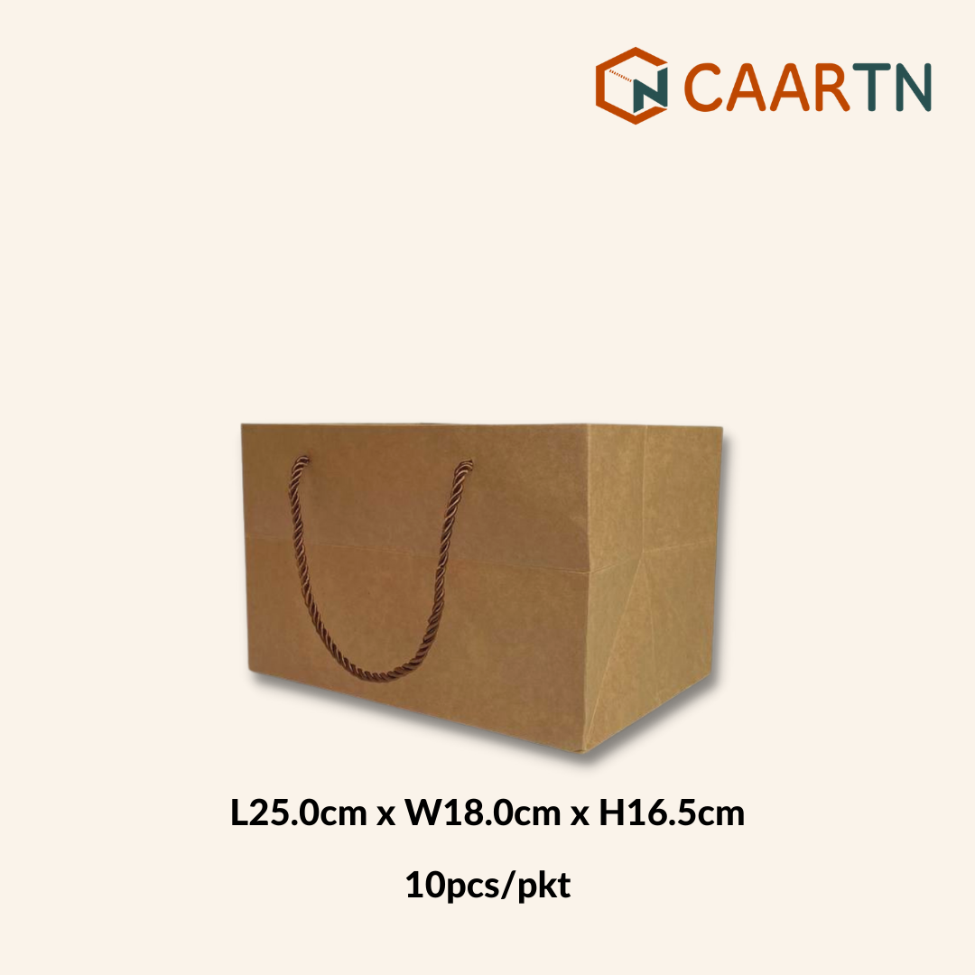 150GSM Brown Kraft Paper Bag - 10pcs/pkt-CAARTN